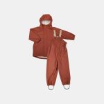 Costum impermeabil pentru ploaie cu salopeta - Carla - Mahogany - Multi Mix - Nuuroo