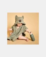 Nuuroo Adelin Poncho cu glugă din bumbac organic Green-Plumb - imagine 3