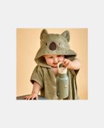 Nuuroo Adelin Poncho cu glugă din bumbac organic Green-Plumb - imagine 4