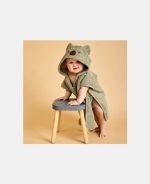 Nuuroo Adelin Poncho cu glugă din bumbac organic Green-Plumb - imagine 5