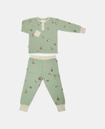 Pijama din bumbac organic pentru copii - Sara - Light Green - Space - Nuuroo - imagine 2
