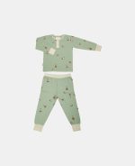Pijama din bumbac organic pentru copii - Sara - Light Green - Space - Nuuroo