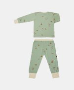 Pijama din bumbac organic pentru copii - Sara - Light Green - Space - Nuuroo - imagine 3
