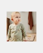 Pijama din bumbac organic pentru copii - Sara - Light Green - Space - Nuuroo - imagine 4
