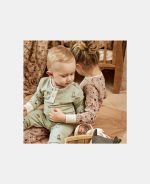 Pijama din bumbac organic pentru copii - Sara - Light Green - Space - Nuuroo - imagine 6