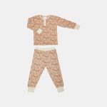 Pijama din bumbac organic pentru copii - Sara - Sand - Flower Bee - Nuuroo
