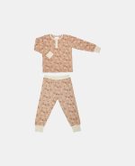 Pijama din bumbac organic pentru copii - Sara - Sand - Flower Bee - Nuuroo