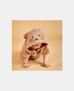 Nuuroo Adelin Poncho cu glugă din bumbac organic Cobblestone - imagine 4