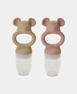 Tetină cu recipient pentru fructe - Woodrose / Cobblestone - Set 2 bucăți - Nuuroo - imagine 2