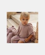 Poncho pentru plaja din bumbac - Mauve - Little Dutch - imagine 6
