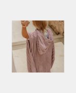Poncho pentru plaja din bumbac - Mauve - Little Dutch - imagine 7