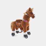 Căluț Brown Ride-On cu mecanism de mișcare și sunete - 4-8 ani