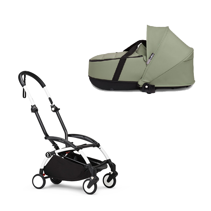 WF-landou-olive.jpg Stokke YOYO3 cadru alb și landou pentru căruciorul Babyzen YOYO² Olive - imagine 1