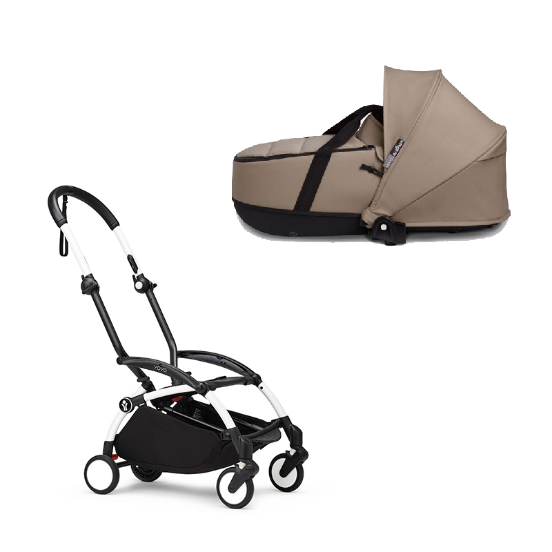 WF-landou-taupe.jpg Stokke YOYO3 cadru alb și landou pentru căruciorul Babyzen YOYO² Taupe - imagine 1