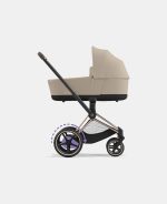 Carucior Nou Nascut Electric E-Priam: Cadru Cărucior pentru Copii e-Priam Chrome Black + Landou PRIAM Lux Cozy Beige Cybex Platinum