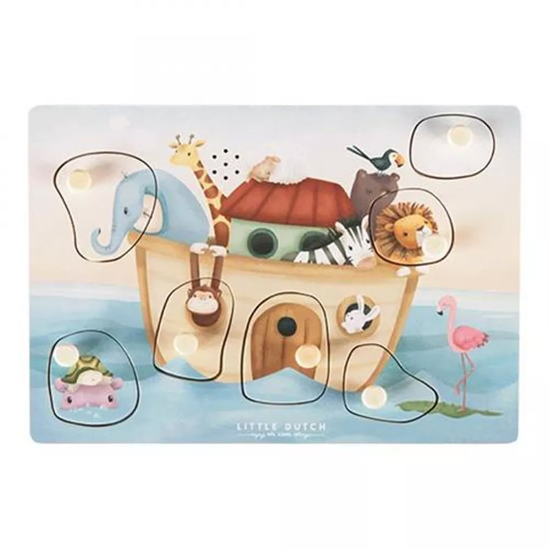 8713291770560.jpg Puzzle din lemn FSC cu sunete – Arca lui Noe – Little Dutch - imagine 1
